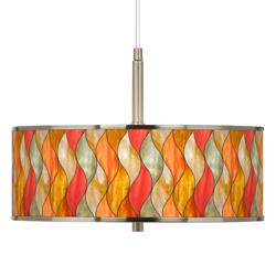 Giclee Glow Flame Mosaic 16&quot; Wide Drum Shade Pendant Light