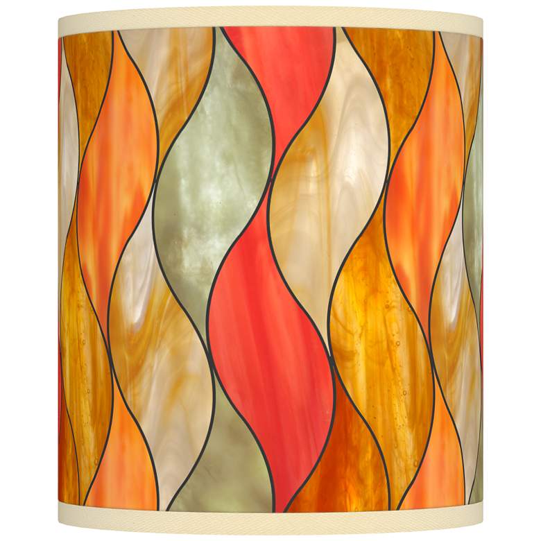 Image 1 Giclee Glow Flame Mosaic Pattern Drum Lamp Shade 10x10x12 (Spider)