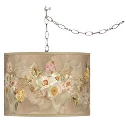 Giclee Glow Floral Spray 13 1/2&quot; Wide Plug-In Swag Pendant