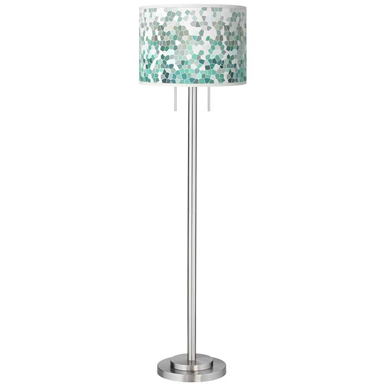 Image 2 Giclee Glow Garth 63 inch 2-Light Aqua Mosaic Shade Nickel Floor Lamp