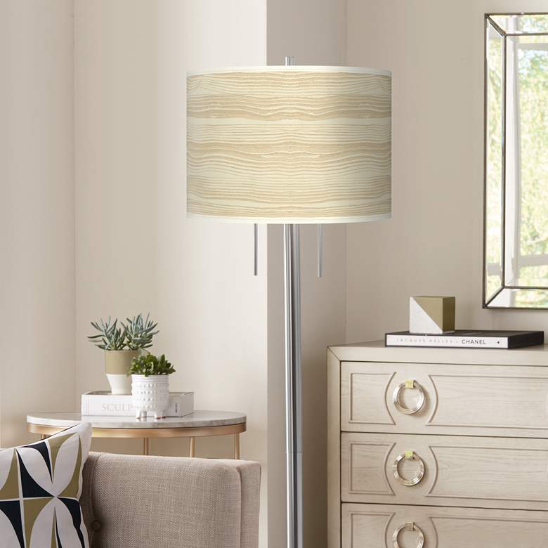 Image 1 Giclee Glow Garth 63" 2-Light Birch Blonde Brushed Nickel Floor Lamp