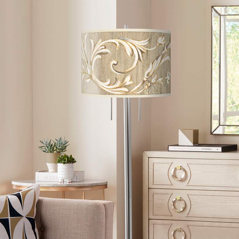 Image 1 Giclee Glow Garth 63" 2-Light Laurel Court Shade Nickel Floor Lamp