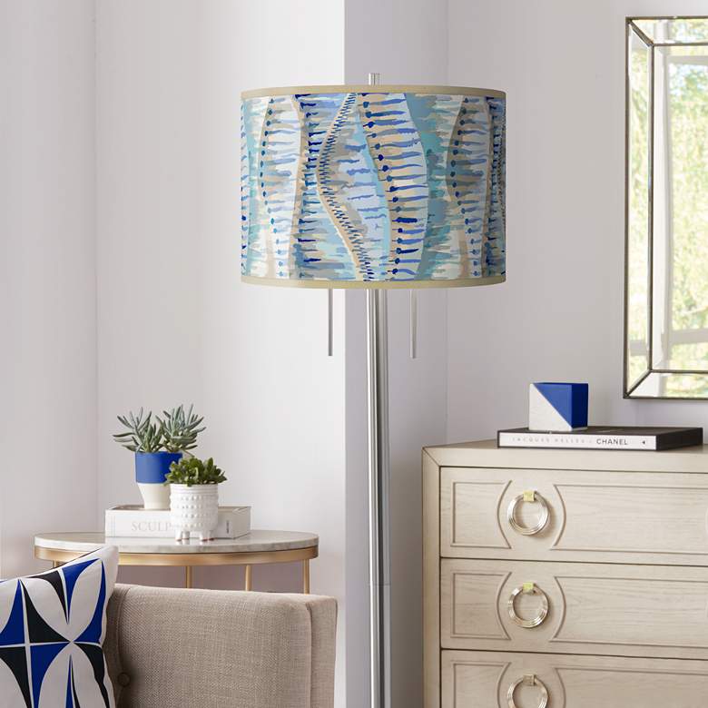 Image 1 Giclee Glow Garth 63" 2-Light Siren Shade Brushed Nickel Floor Lamp