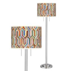 Giclee Glow Garth 63&quot; 2-Light Synthesis Shade Nickel Floor Lamp