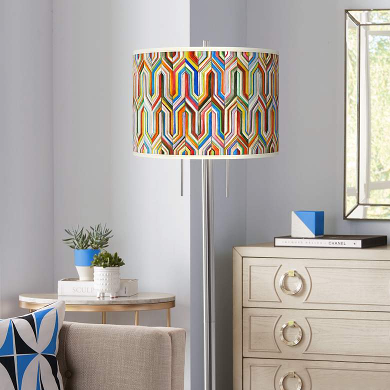 Image 1 Giclee Glow Garth 63" 2-Light Synthesis Shade Nickel Floor Lamp