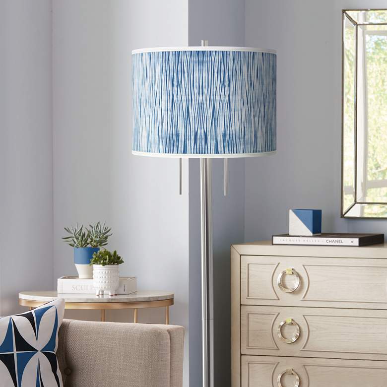 Image 1 Giclee Glow Garth 63" Beachcomb Blue Shade Brushed Nickel Floor Lamp