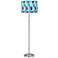 Giclee Glow Garth 63" Blue Panels Shade Brushed Nickel Floor Lamp