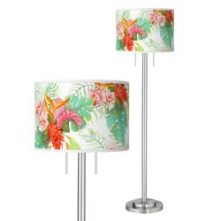 Giclee Glow Garth 63&quot; Island Floral Shade Brushed Nickel Floor Lamp