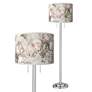 Giclee Glow Garth 63" Rosy Blossoms Shade Brushed Nickel Floor Lamp