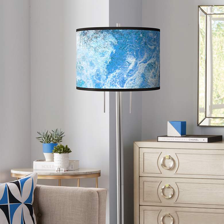 Image 1 Giclee Glow Garth 63" Ultrablue Shade Brushed Nickel Floor Lamp