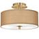 Giclee Glow Grand 14" Wide Modern Gold and Woven Burlap Ceiling Light
