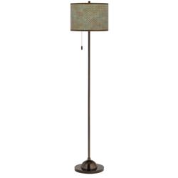 Giclee Glow  Interweave Patina 62&quot; Bronze Club Floor Lamp