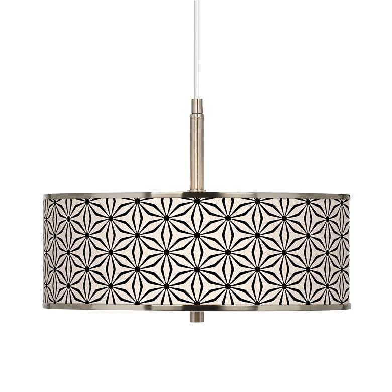 Image 1 Giclee Glow Kaleidoscope Flowers 16" Wide Drum Shade Pendant Light