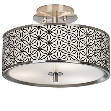 Giclee Glow Kaleidoscope Flowers Shade 14" Wide Drum Ceiling Light