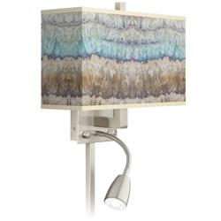 Giclee Glow Marble Jewel 14&quot; Wide LED Reading Light Plug-In Sconce