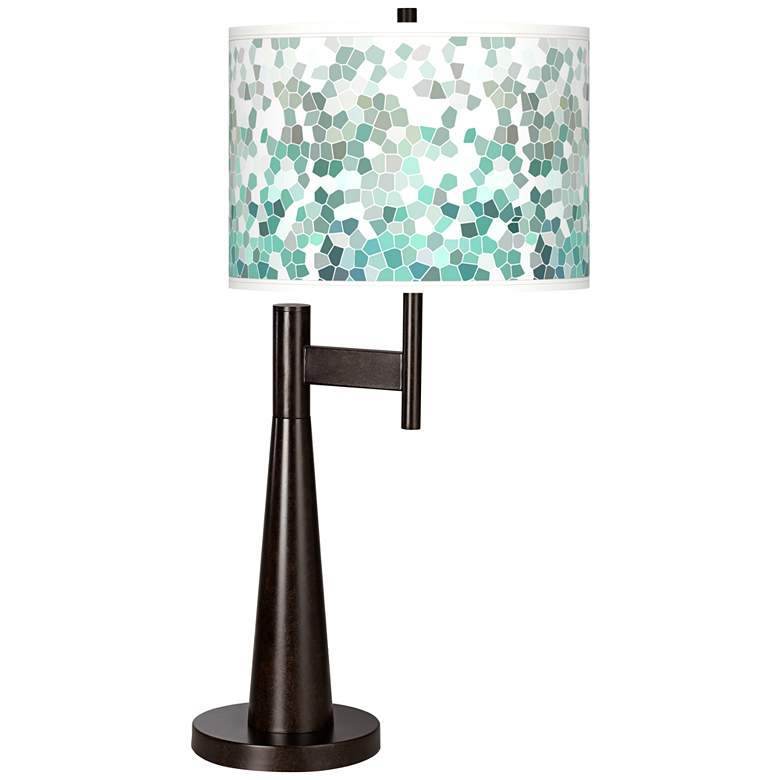 Image 1 Giclee Glow Novo 30 3/4" Aqua Mosaic Shade Bronze Table Lamp