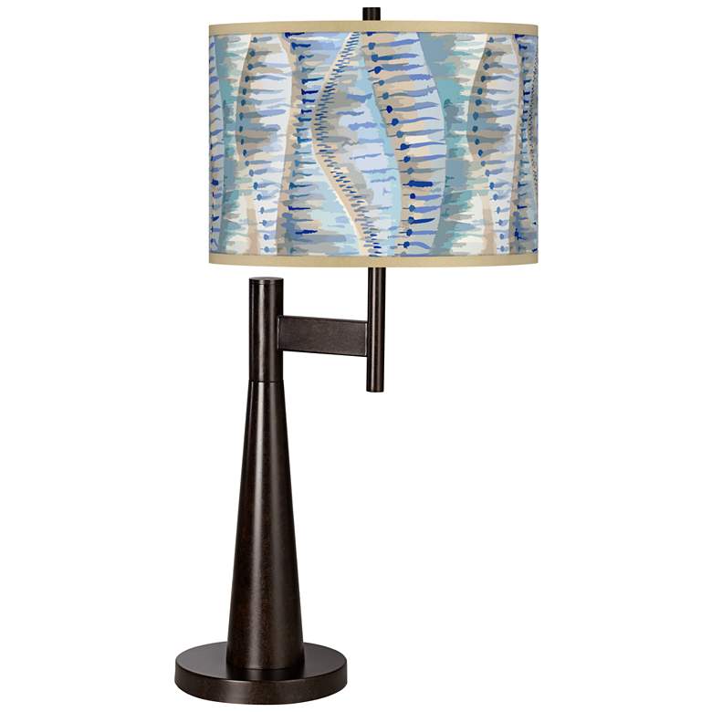 Image 1 Giclee Glow Novo 30 3/4" Blue Siren Shade Bronze Table Lamp