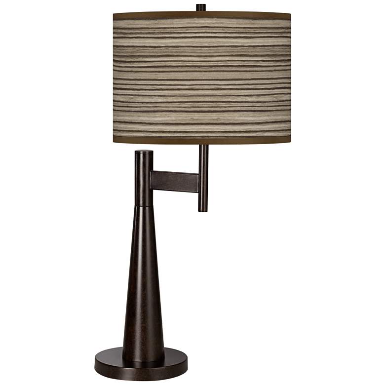 Image 1 Giclee Glow Novo 30 3/4" Cedar Zebrawood Shade Bronze Table Lamp