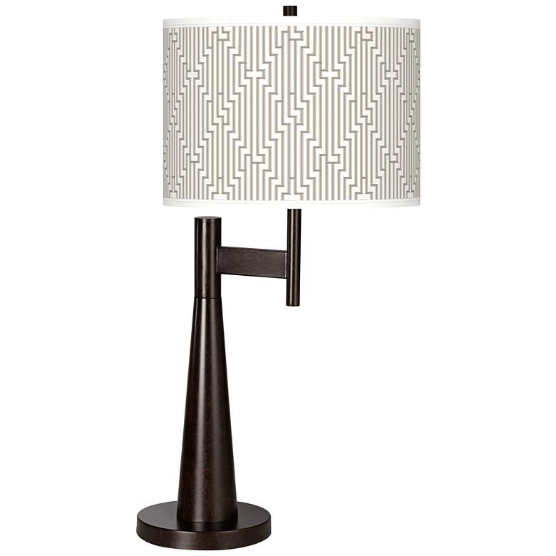 Image 1 Giclee Glow Novo 30 3/4" Diamond Maze Shade Bronze Table Lamp