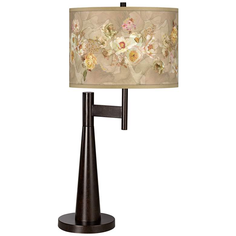 Image 1 Giclee Glow Novo 30 3/4" Floral Spray Shade Bronze Table Lamp