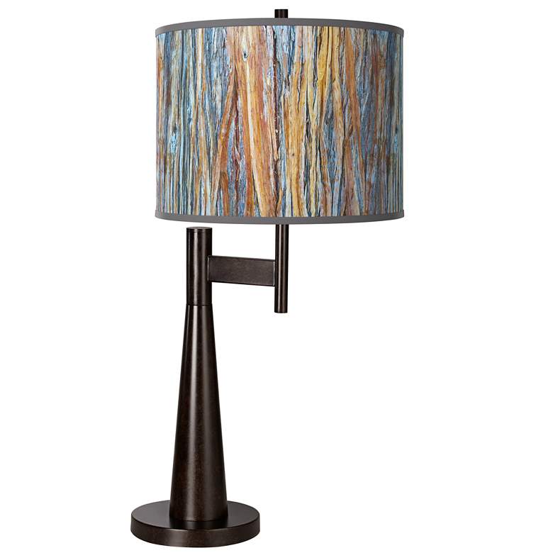 Image 1 Giclee Glow Novo 30 3/4 inch High Striking Bark Shade Bronze Table Lamp