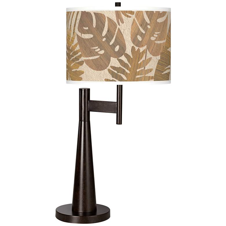 Image 1 Giclee Glow Novo 30 3/4" High Tropical Woodwork Shade Table Lamp