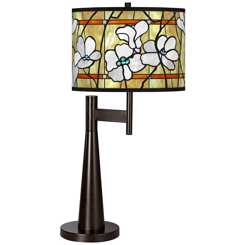 Image 1 Giclee Glow Novo 30 3/4" Magnolia Mosaic Rustic Bronze Table Lamp