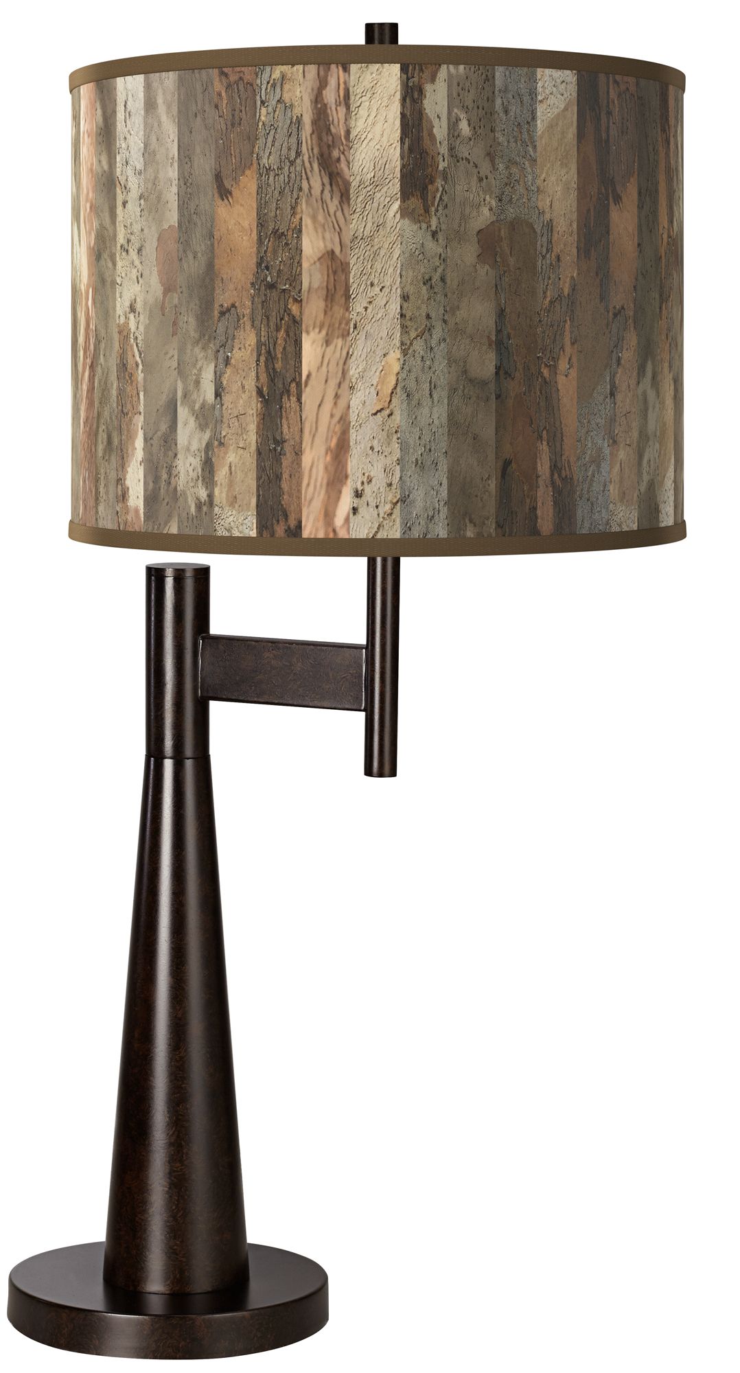 Image Giclee Glow Novo 30 3/4" Paper Bark Pattern Shade Bronze Table Lamp