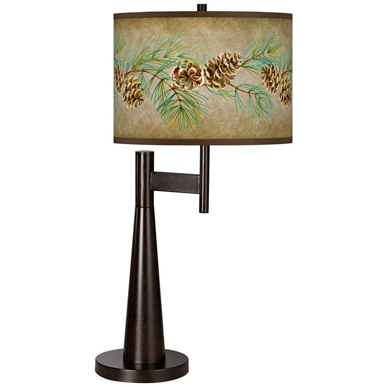 Image 1 Giclee Glow Novo 30 3/4" Pine Cone Branch Shade Bronze Table Lamp