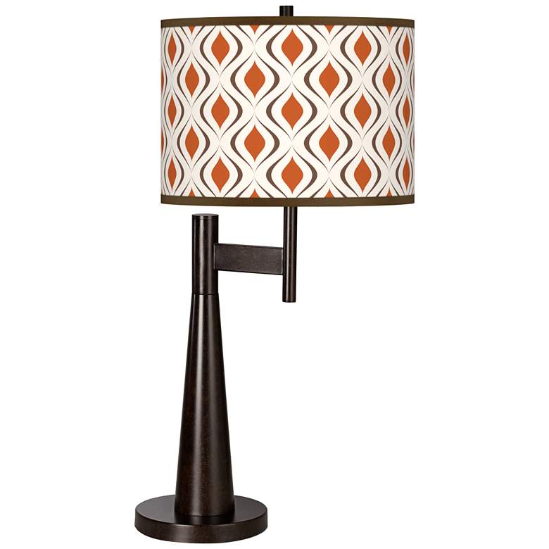 Image 1 Giclee Glow Novo 30 3/4" Retro Lattice Shade Bronze Table Lamp