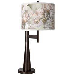 Giclee Glow Novo 30 3/4&quot; Rosy Blossoms Shade and Bronze Table Lamp