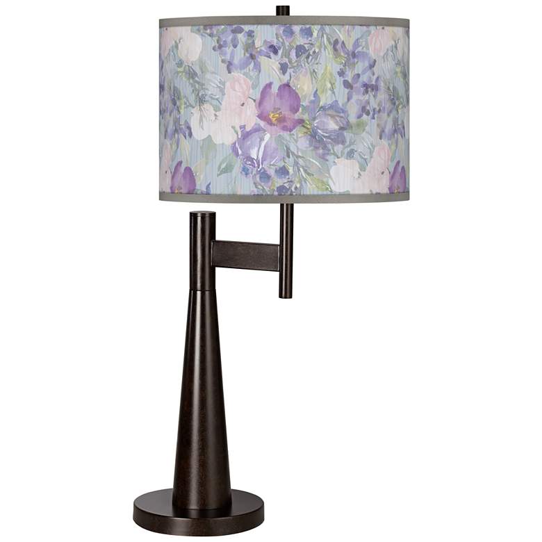 Image 1 Giclee Glow Novo 30 3/4" Spring Flowers Shade Bronze Table Lamp