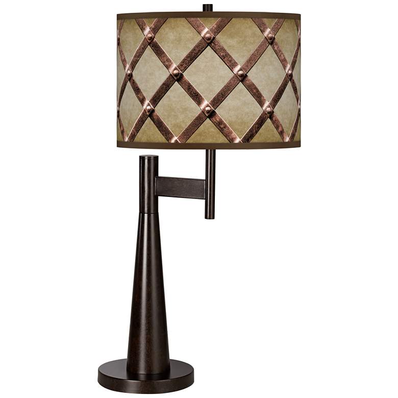 Image 1 Giclee Glow Novo 30 3/4" Weave Shade Bronze Table Lamp