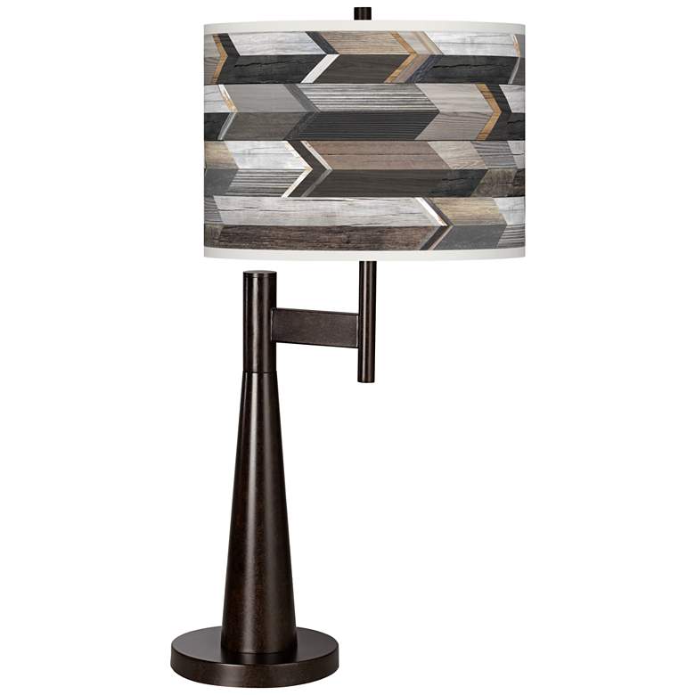 Image 1 Giclee Glow Novo 30 3/4" Woodwork Arrows Shade Bronze Table Lamp