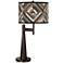 Giclee Glow Novo 30 3/4" Woodwork Diamonds Shade Bronze Table Lamp