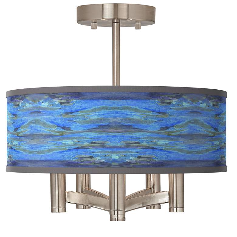 Image 1 Giclee Glow Oceanside Ava 5-Light Nickel Ceiling Light