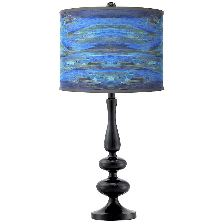 Image 1 Giclee Glow Paley 29" Oceanside Blue Shade Black Table Lamp