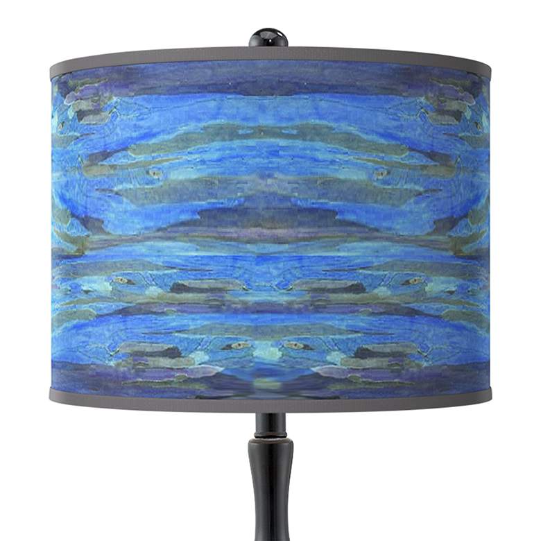 Image 2 Giclee Glow Paley 29" Oceanside Blue Shade Black Table Lamp more views