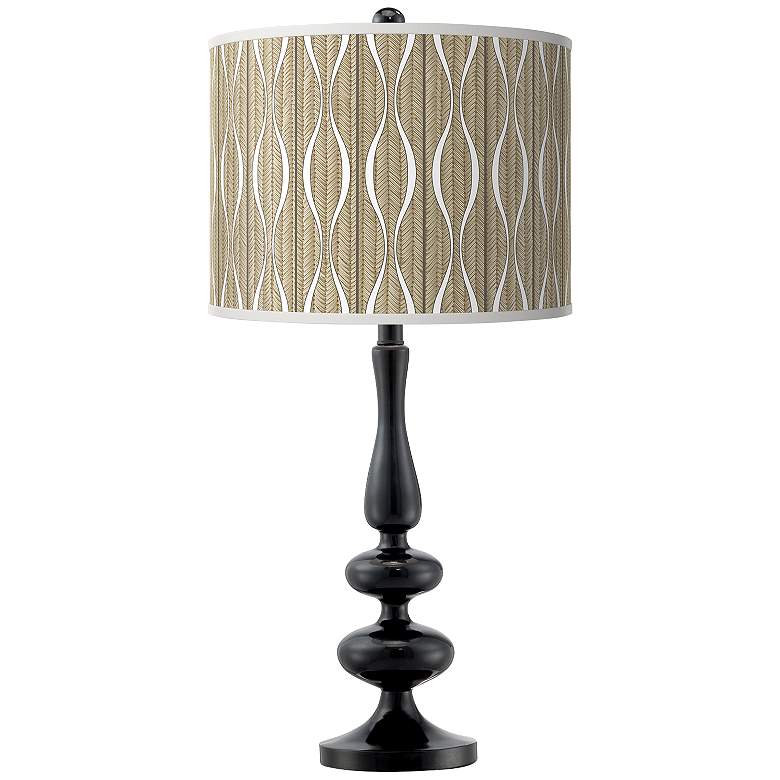 Image 1 Giclee Glow Paley 29" Swell Shade with Black Modern Table Lamp