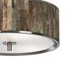 Thumbnail3 of Giclee Glow Paper Bark Pattern 14" Wide Drum Shade Ceiling Light more views