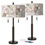 Giclee Glow Robbie 25.5" Rosy Blossoms and Bronze USB Lamps Set of 2