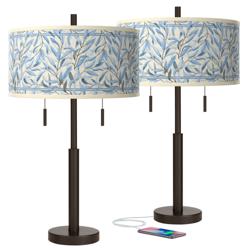 Giclee Glow Robbie 25 1/2&quot; Amity Shade Bronze USB Table Lamps Set of 2
