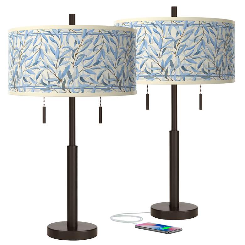 Image 1 Giclee Glow Robbie 25 1/2" Amity Shade Bronze USB Table Lamps Set of 2