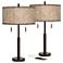Giclee Glow Robbie 25 1/2" Rustic Woodwork Bronze USB Lamps Set of 2