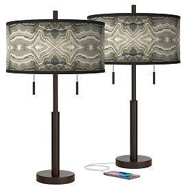 Image1 of Giclee Glow Robbie 25 1/2" Sprouting Marble Shade USB Lamps Set of 2