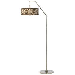 Giclee Glow Ruffled Feathers Shade 71 1/2&quot; Arc Arm Floor Lamp