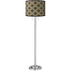 Giclee Glow Rustic Flora Giclee Shade with Brushed Nickel Garth Floor Lamp