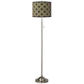 Image2 of Giclee Glow Rustic Flora Shade with Brushed Nickel Pull Chain Floor Lamp