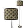 Giclee Glow Rustic Flora Shade with Brushed Nickel Pull Chain Floor Lamp