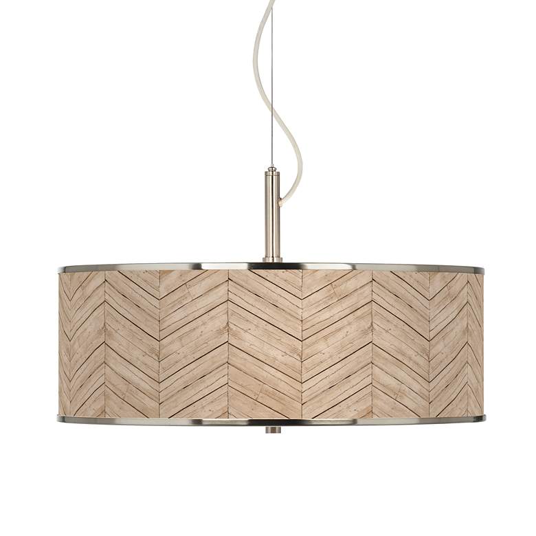 Image 1 Giclee Glow Rustic Woodwork Shade 20" Wide Pendant Light